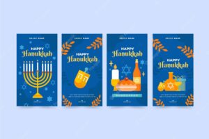 Flat hanukkah instagram stories collection