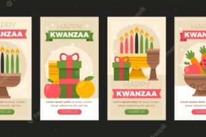 Flat kwanzaa instagram stories collection