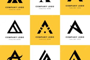 Flat a logo templates collection