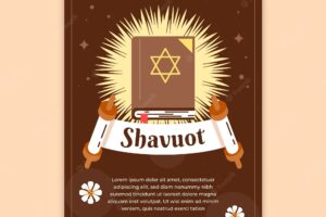 Flat shavuot greeting card template