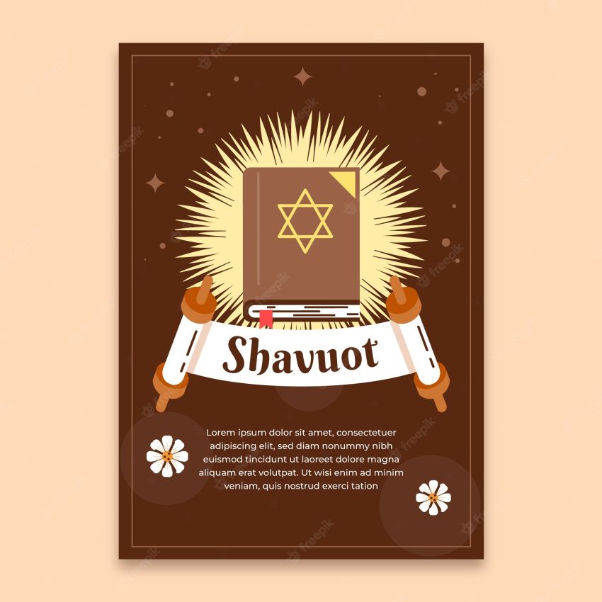 Flat shavuot greeting card template