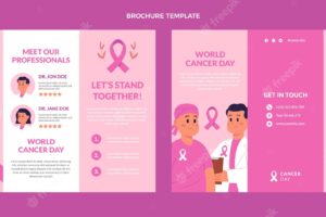 Flat world cancer day brochure template
