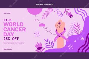 Flat world cancer day sale horizontal banner