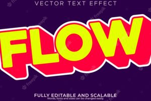 Flow long text effect editable modern lettering typography font style