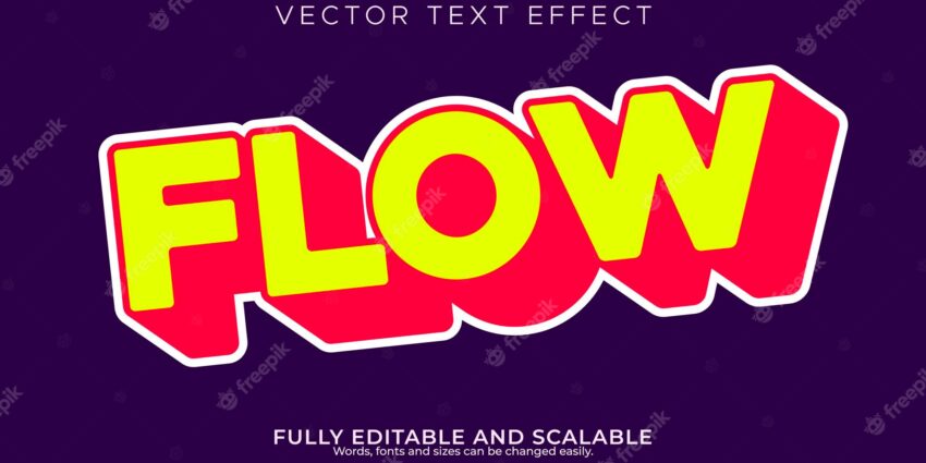 Flow long text effect editable modern lettering typography font style
