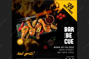 Flyer template with barbeque theme