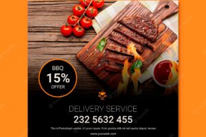 Flyer template with bbq design