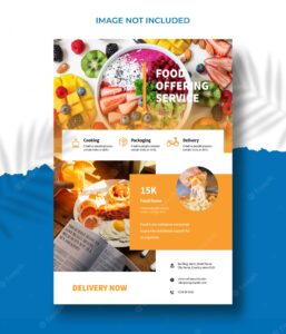 Food flyer brochure design vector template healthy meal restaurant menu template