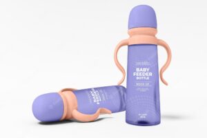 Food grade plastic baby feeder bottle mockup
