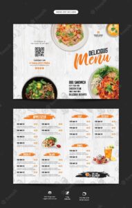 Food menu and restaurant bifold brochure template