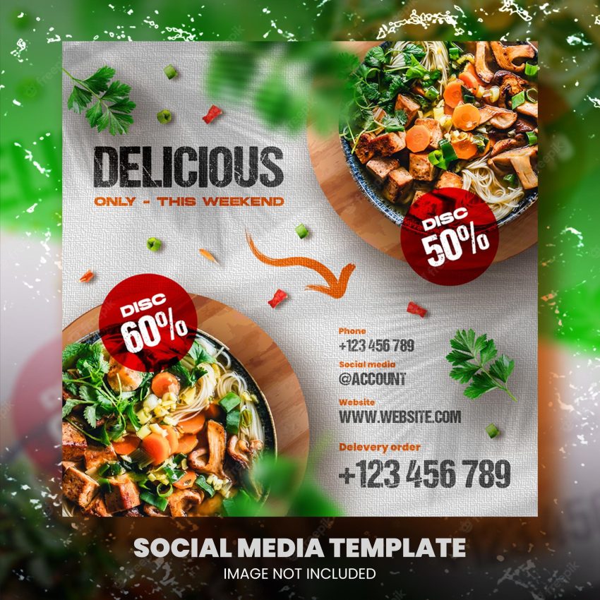 Food menu and restaurant social media post template