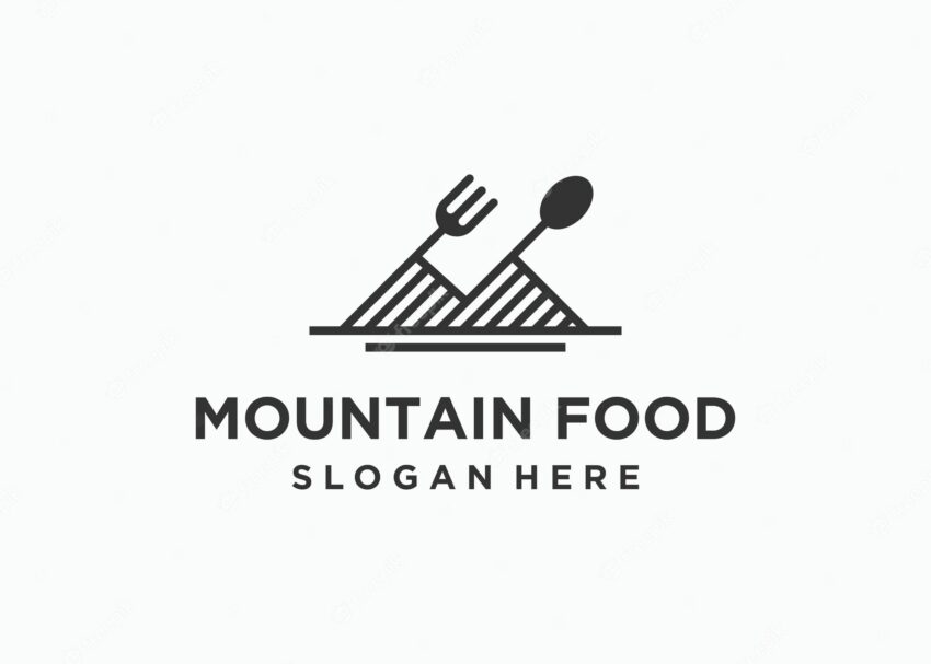 Food mountain logo design vector illustration template