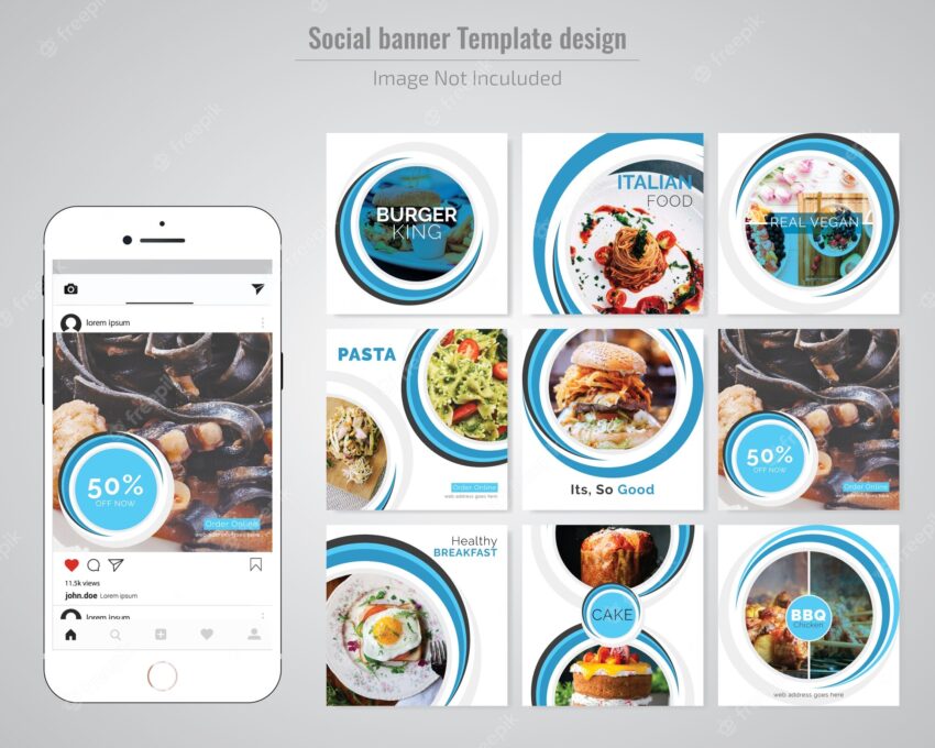 Food social media post template for restaurant
