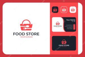 Food store modern logo design and business card