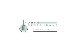 Forks restaurant logo template