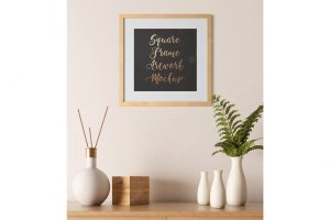 Frame artwork mockup with plant