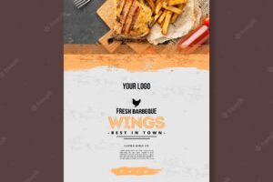 French fries and bbq poster template
