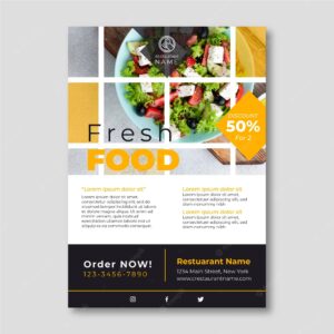 Fresh food flyer template with photo