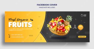 Fresh organic fruits facebook timeline cover and web banner template