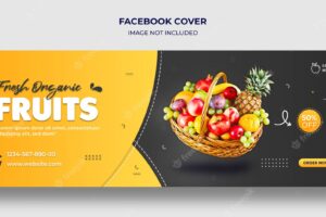 Fresh organic fruits facebook timeline cover and web banner template