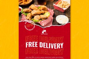 Fried chicken free delivery poster template