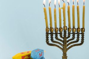 Front view of hanukkah concept with copy space