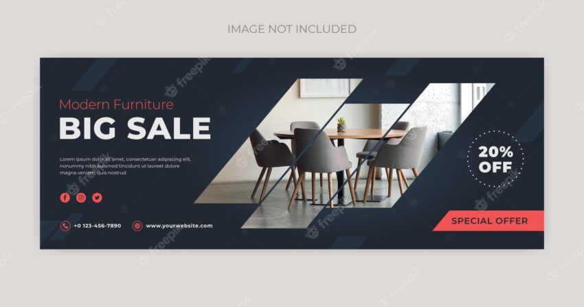 Furniture facebook cover page and web banner design template