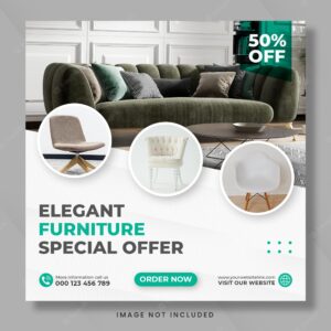 Furniture sale for social media post or banner template