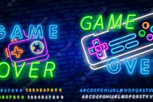 Game over neon text