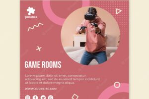Gaming concept square flyer template