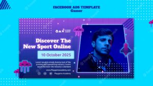 Gaming neon social media promo template