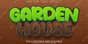 Garden house text effect editable cartoon and farming text style