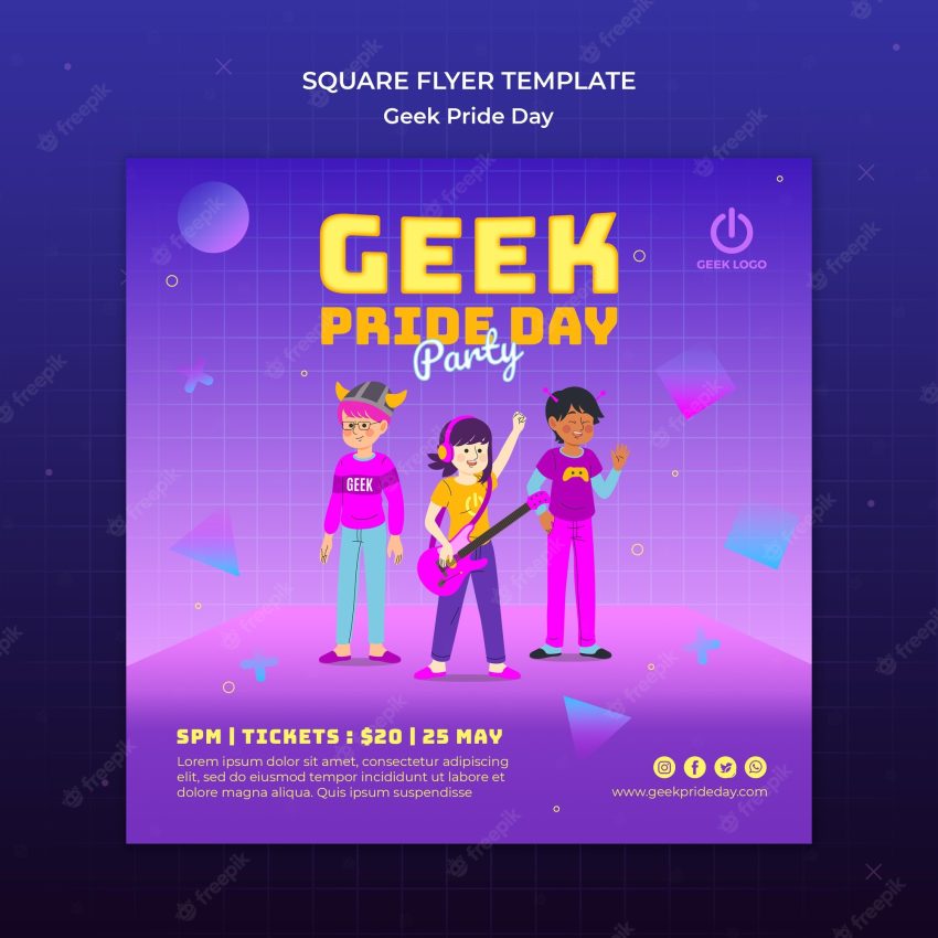 Geek pride day flyer template design