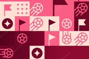 Geometric poster football doha qatar 2022 creative soccer web flyer template background