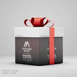 Gift box mockup isolated