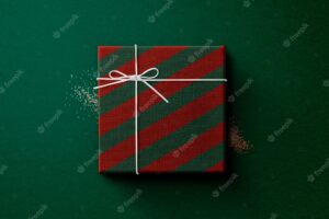 Gift box mockup psd with ribbon
