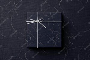 Gift box mockup with ribbon mockup