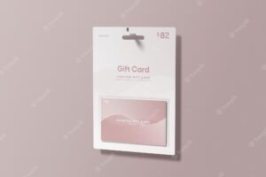 Gift card with hanging gift card mockup
