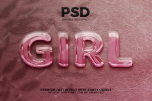 Girl liquid pink rose gold luxury 3d editable text effect