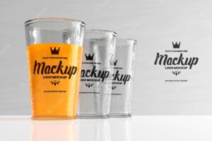 Glass with logo effect mockup