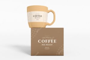 Glossy ceramic coffee mug packaging mockup
