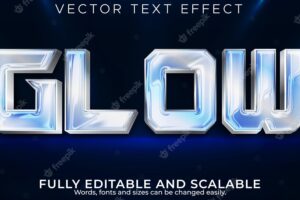 Glow light text effect, editable shiny effect text style