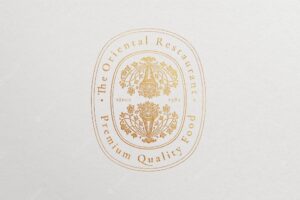 Gold restaurant logo effect, foil stamping, luxury business template design psd