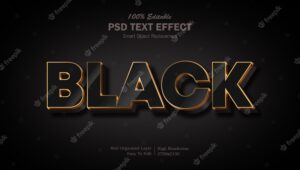 Golden black 3d psd editable text effect
