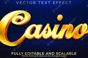 Golden casino text effect, editable luxury and elegant text style