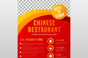 Golden detail chinese food flyer template