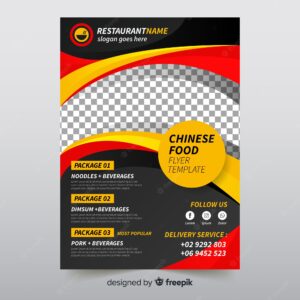 Golden detail chinese food flyer template