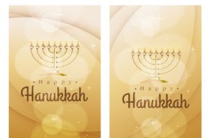 Golden hanukkah cards with wavy forms