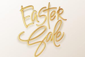 Golden metallic shiny typography easter sale. 3d realistic lettering for the design of flyers, brochures, leaflets, posters and cards. eps10