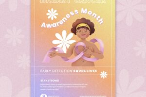 Gradient breast cancer awareness month flyer